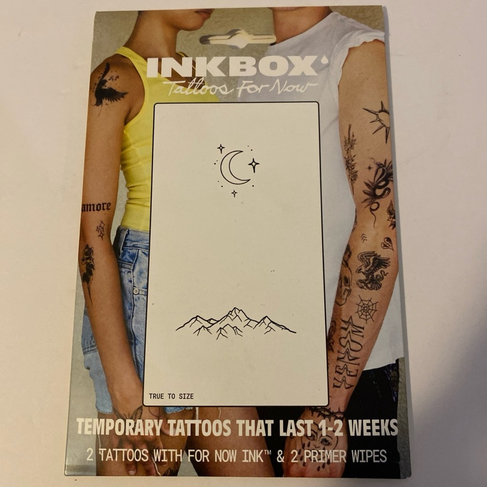 INKBOX Temporary Tattoos Set Water Resistant (moon Mountain